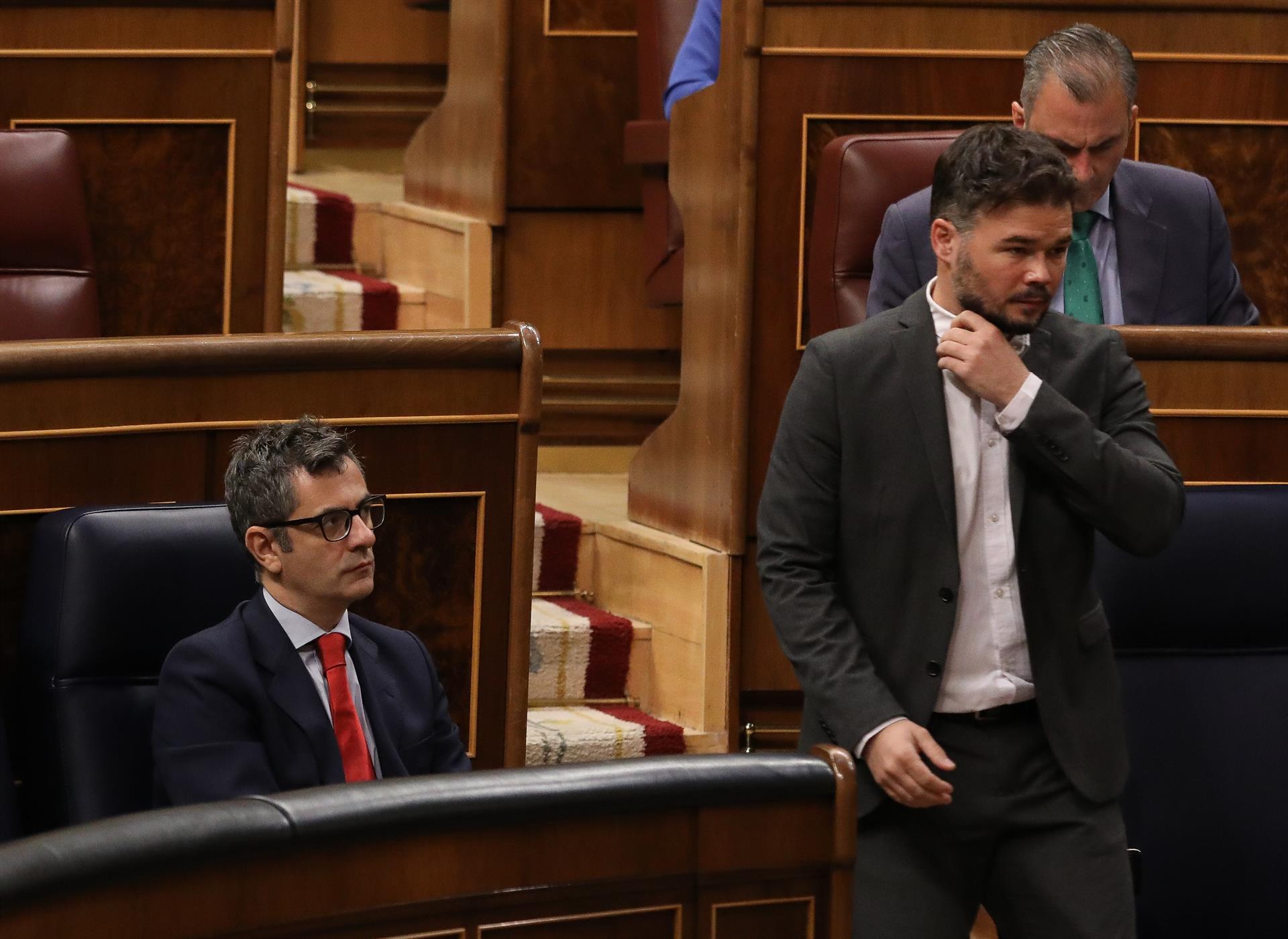 Bolaños proclama que ERC dejó de ser de "izquierdas" cuando decidió no apoyar la reforma laboral