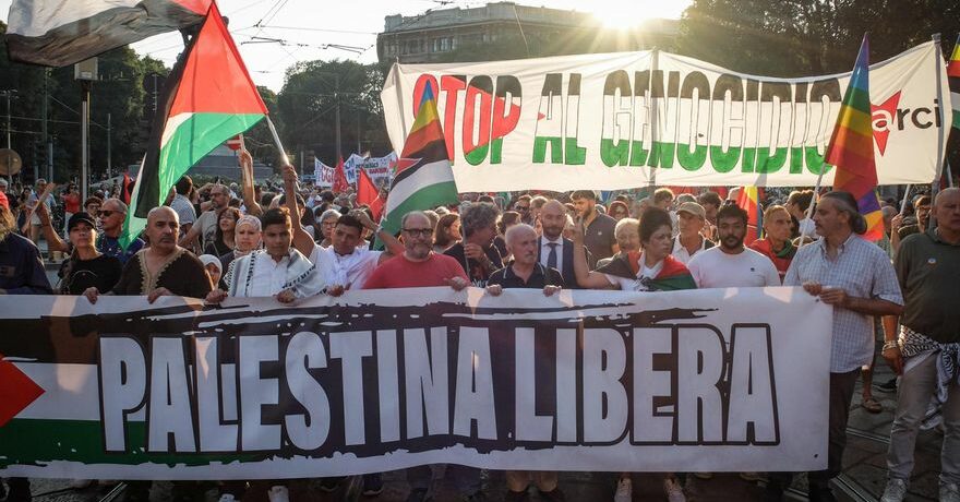 miles de personas salen a las calles de italia para reclamar mas presion a israel