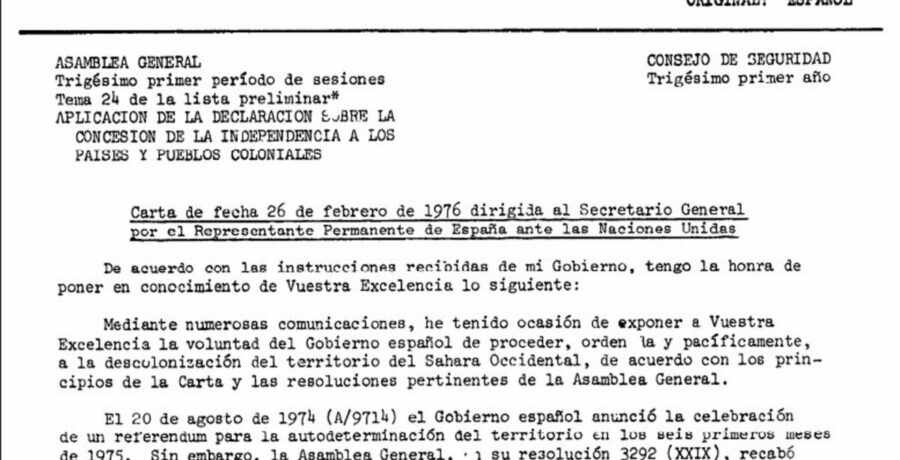 la carta con la que espana renuncio definitivamente al sahara occidental cumple 50 anos