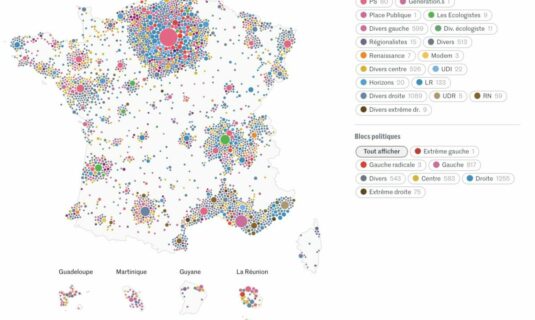 Mapa municipal de victorias en Francia 2026. Fuente: Le Monde