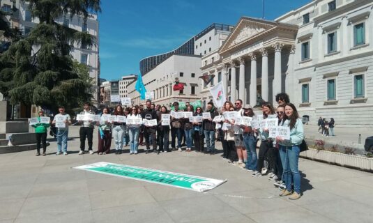 los docentes de asturiano y eonaviego se encadenan en madrid para pedir la especialidad al ministerio de educacion