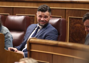 El portavoz de ERC en el Congreso, Gabriel Rufian, durante una sesión plenaria