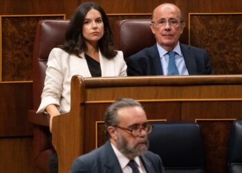 La portavoz de Vox en el Congreso, Pepa Millán, durante una sesión plenaria, en el Congreso de los Diputados, a 15 de se
