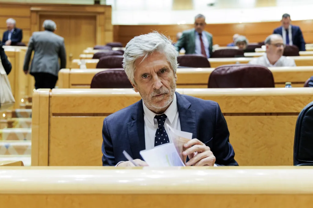El ministro del Interior, Fernando Grande-Marlaska, durante una sesión de control al Gobierno, en el Senado, a 15 de sep
