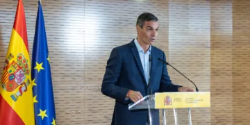 El presidente del Gobierno, Pedro Sánchez, interviene durante una visita el Instituto de Ciencias Matemáticas (ICMAC), a