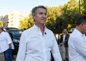 El presidente del PP, Alberto Núñez Feijóo, durante una visita a la feria de Albacete, a 14 de septiembre de 2026, en Al