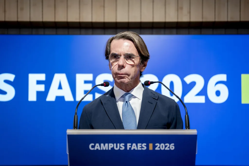 El expresidente del Gobierno y presidente de FAES, José María Aznar, durante la inauguración del Campus FAES 2026, en la