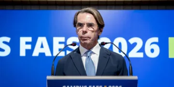 El expresidente del Gobierno y presidente de FAES, José María Aznar, durante la inauguración del Campus FAES 2026, en la