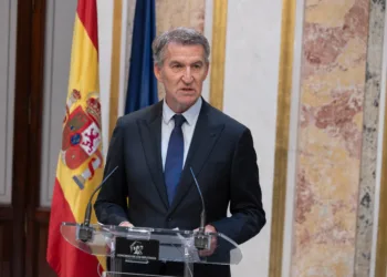 El presidente del Partido Popular, Alberto Núñez Feijóo, durante una sesión plenaria, en el Congreso de los Diputados, a