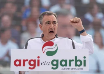 El presidente del PNV, Aitor Esteban, durante la celebración del 'Alderdi Eguna', a 27 de septiembre de 2026, en Foronda
