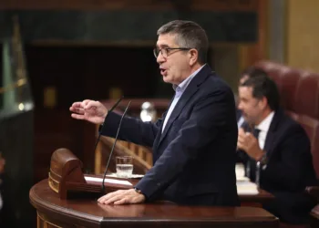 El portavoz del PSOE, Patxi López, durante una sesión plenaria, en el Congreso de los Diputados