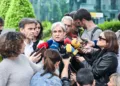 Archivo - La ex alcaldesa de Barcelona, Ada Colau, ofrece declaraciones a los medios a su llegada a la Audiencia Naciona